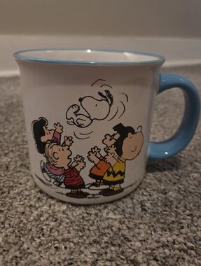 Peanuts Blue & White Ceramic Mug with Charlie Brown and Snoopy Art